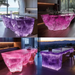 Villa high-end crystal resin luminous island counter custom hotel front desk transparent glacier bar front desk art tea table