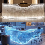 Villa high-end crystal resin luminous island counter custom hotel front desk transparent glacier bar front desk art tea table