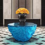 Villa high-end crystal resin luminous island counter custom hotel front desk transparent glacier bar front desk art tea table